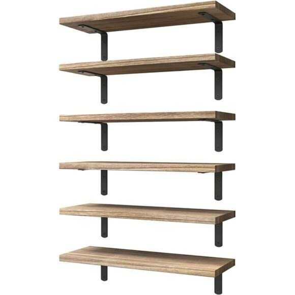 Wopitues Rustic Wood Floating Shelves Set Wall Storage Bathroom Bedroom Decor - Picture 1 of 8